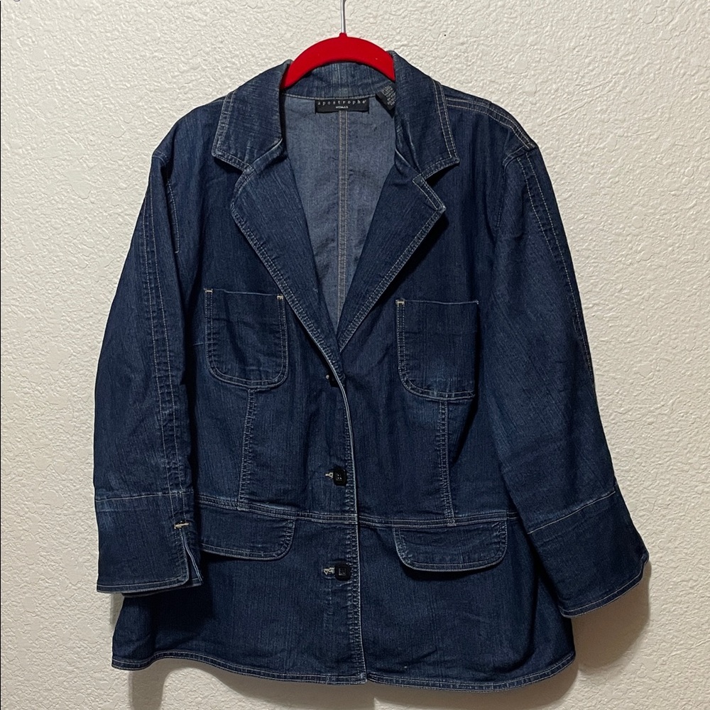 Apostrophe Women's Denim Blazer Type Jean Jacket. Very Good Condition. Size 18.